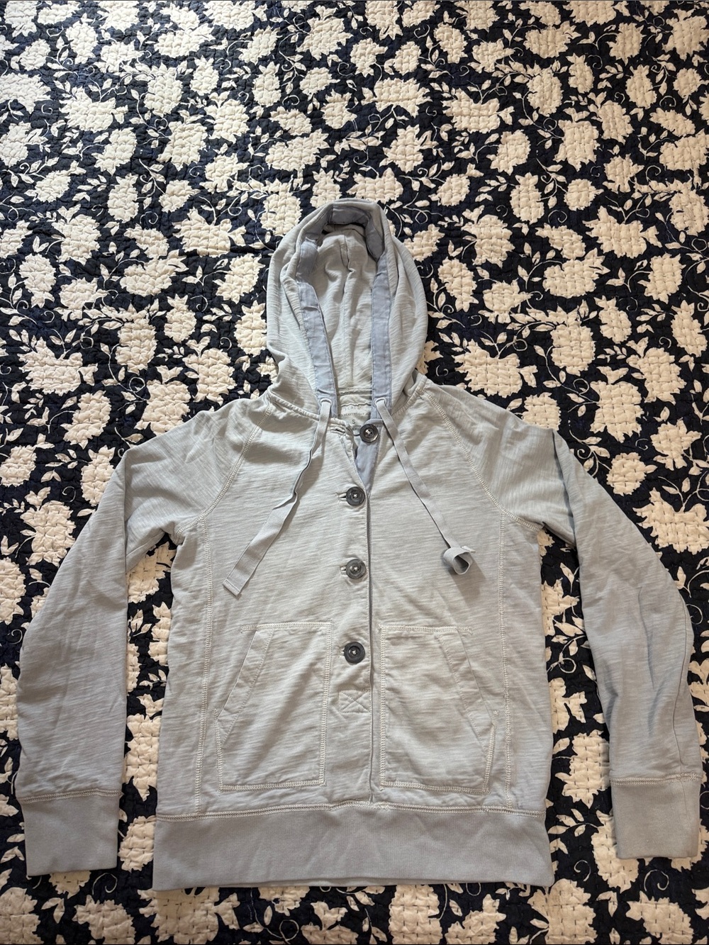 J Crew Light blue almost gray Hooded Button-Front hoodie heavy weight